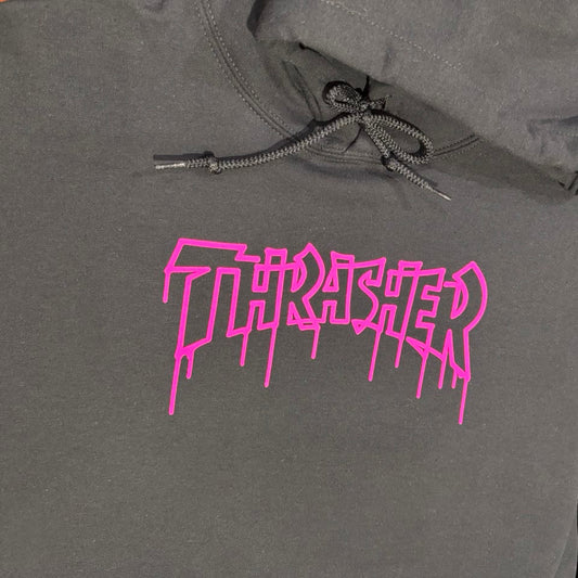Poleron Thrasher Outliner Black Hoodie