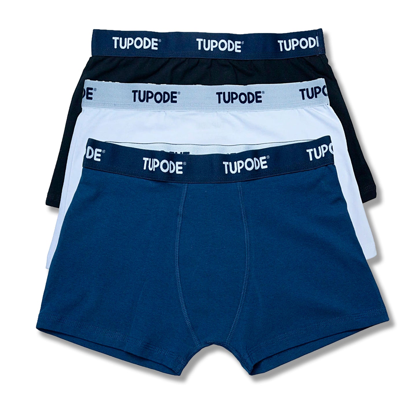 Pack Ropa Interior Bóxer Tupode – Blanco, Negro y Azul